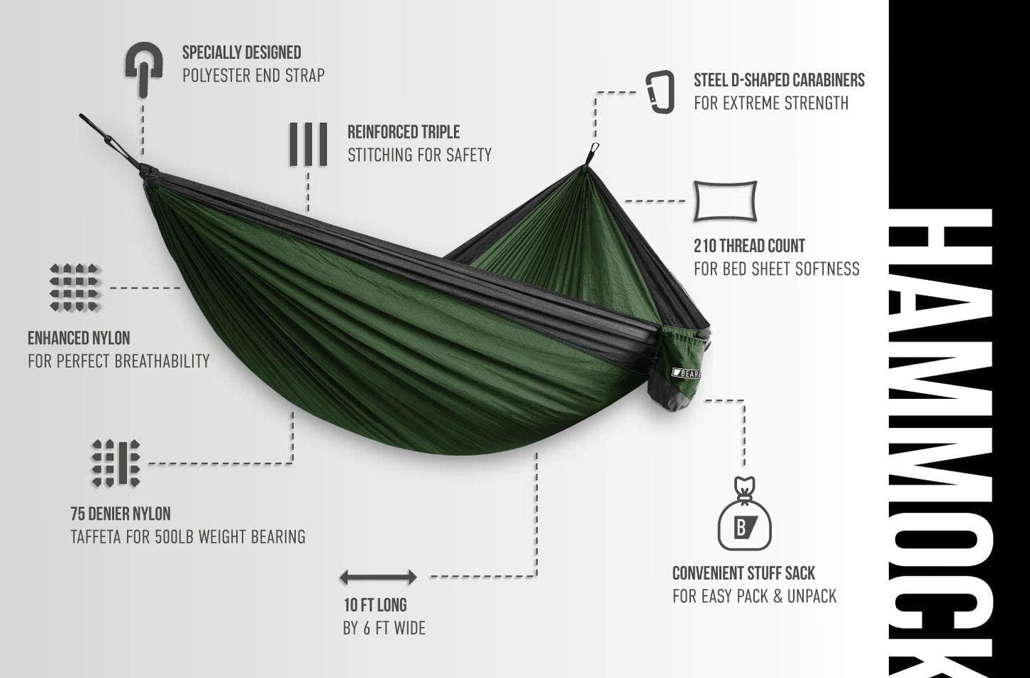 Bear Butt Camping Hammock 2 Person - Canna Camp Supply Co