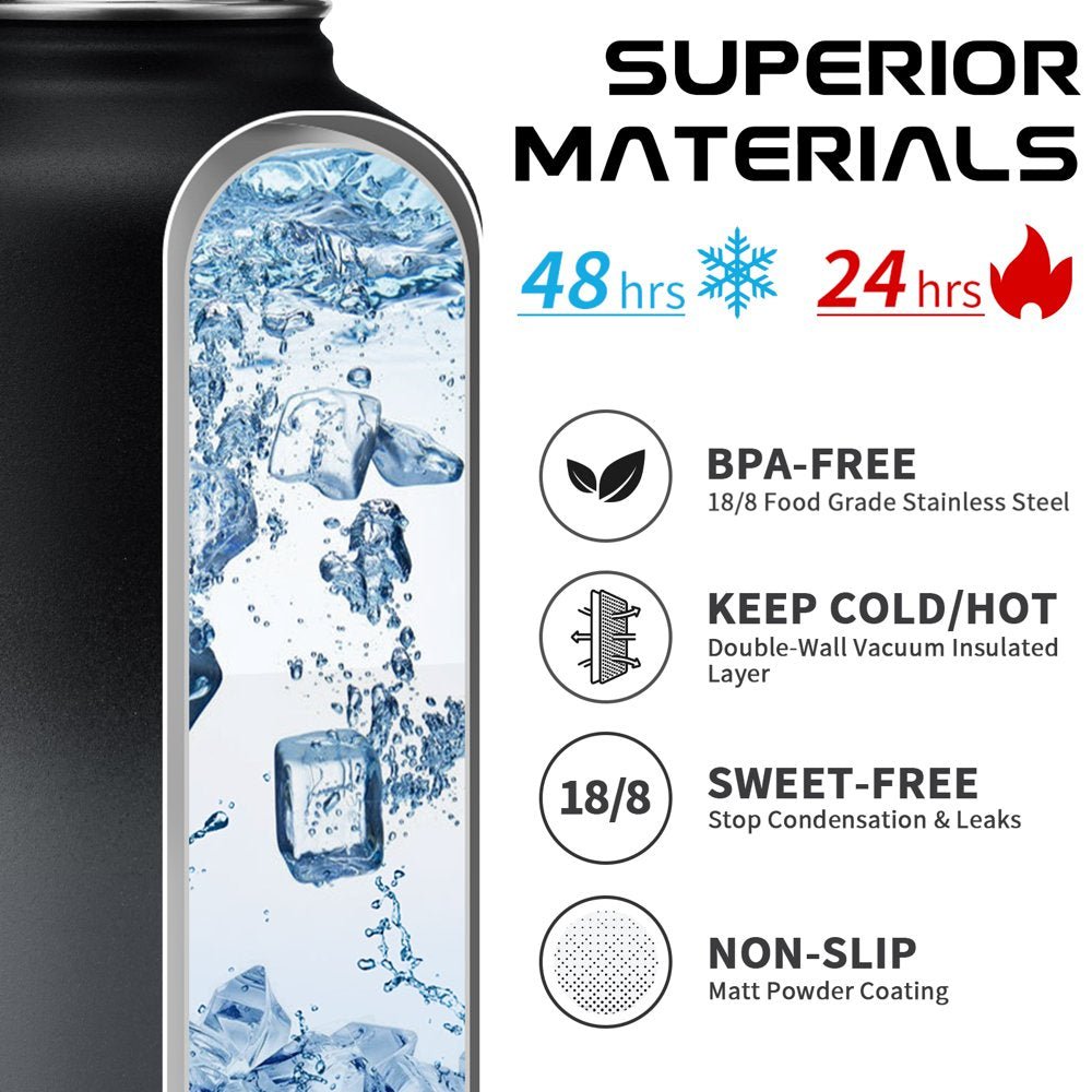 Half Gallon Insulated Water Bottle - with Straw & Spout Lid, Paracord Handle - Canna Camp Supply Co